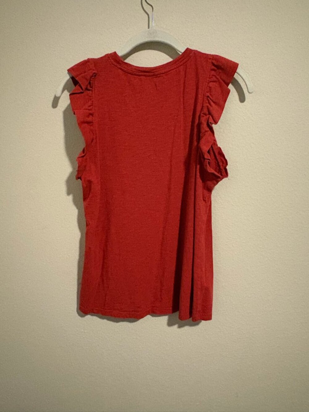 Another Love Rust Red Ruffle Sleeve Top Size Medium - Picture 2 of 3